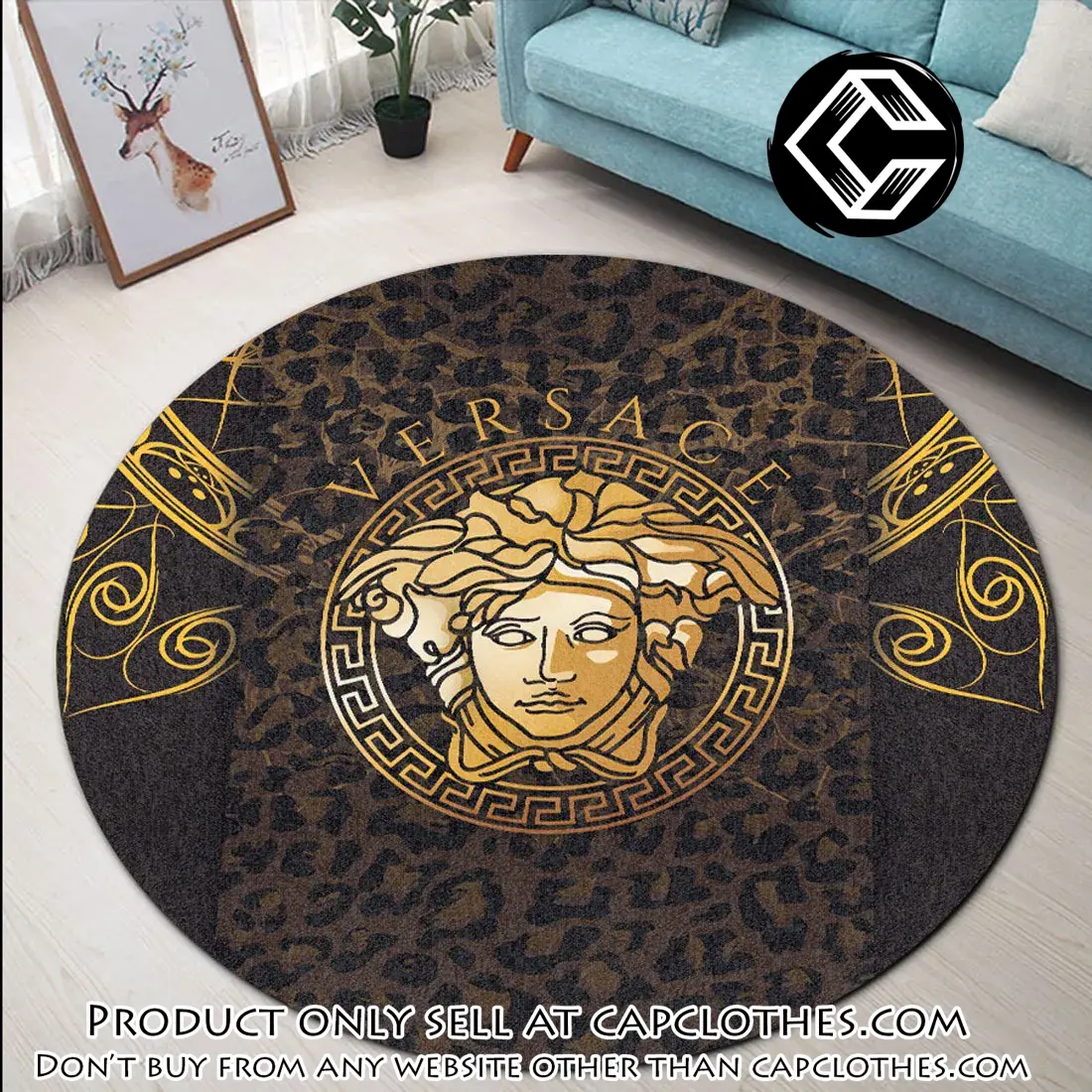 Versace medusa logo luxury brand round rug carpet home decor cc5240867